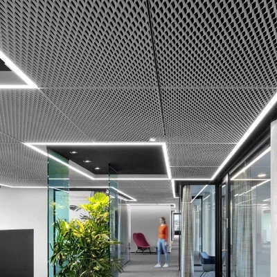 Alambre de soldadura Mesh Ceiling Tiles del marco de Diamond Aluminum Mesh Ceiling Panel