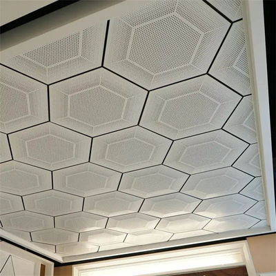 Techo metálico de aluminio perforado 462x462x462x462x462x462, loseta de techo hexagonal con color blanco