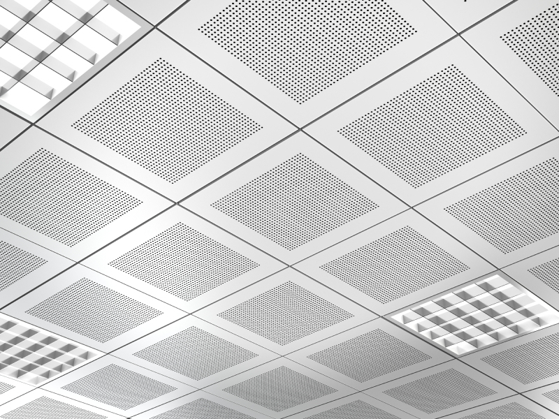 Outlet Ceiling of Fireproof Perforated Lay In Acoustical Ceiling Tile 15mm Mineral Fiber
